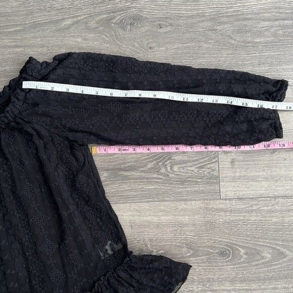 REBECCA TAYLOR Silk Blouse Sz. 0 Off The Shoulder Embroidered Black Whimsigoth - Picture 12 of 12